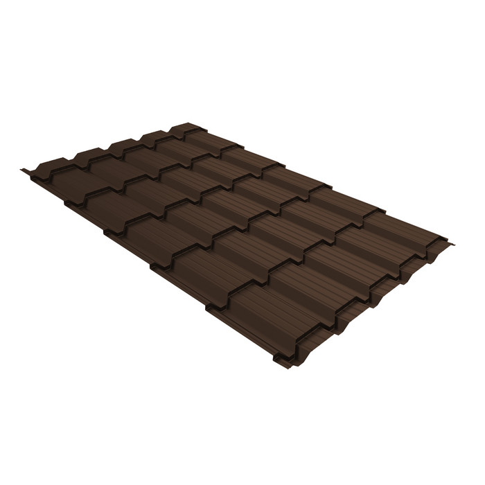 Металлочерепица Grand Line Верховье Quadro profi (Квадро Профи) 0,5 Satin Matt RAL 8017 шоколад