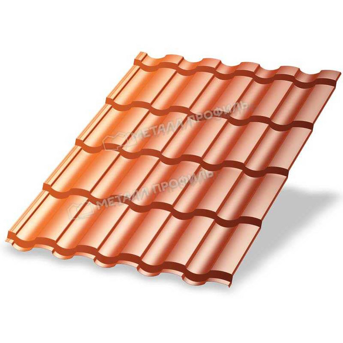 Металлочерепица Металл-Профиль Монтекристо-SL 0,5 AGNETA® Copper/Copper/Медный/Медный - фото №1