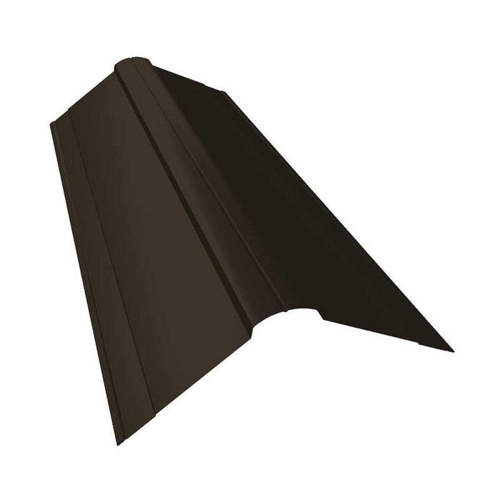 Планка конька фигурного 150x150 0,5 GreenCoat Pural BT RR 32 темно-коричневый (RAL 8019 серо-коричневый) - фото №1