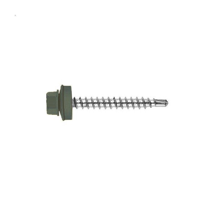 Саморез кровельный Daxmer 4,8х70 RAL 7021 (100) сверло №1 - фото №1