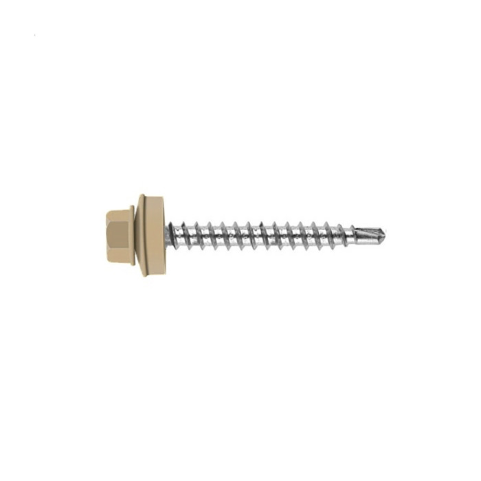 Саморез кровельный Daxmer 4,8х70 RAL 7032 (100) сверло №1 - фото №1